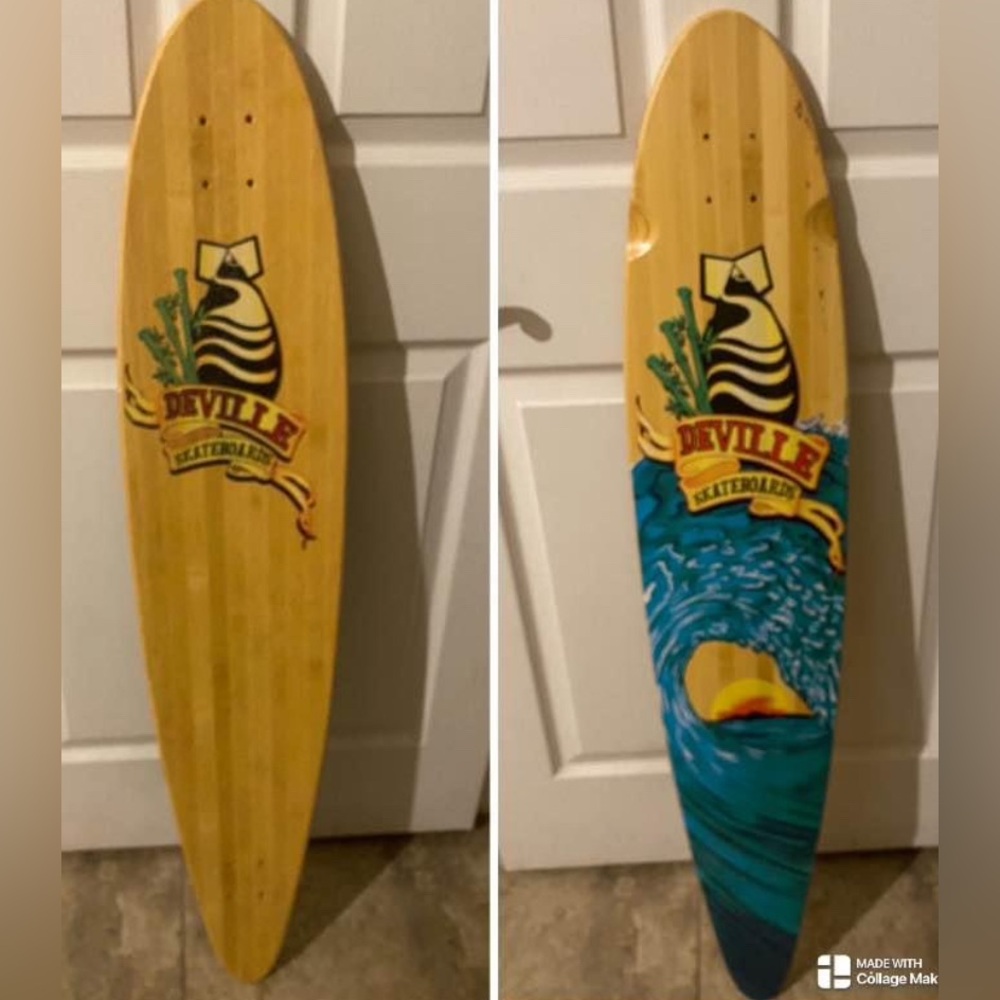 NEW Unused 1993 46” Deville Pintail Longboard Skateboard Deck